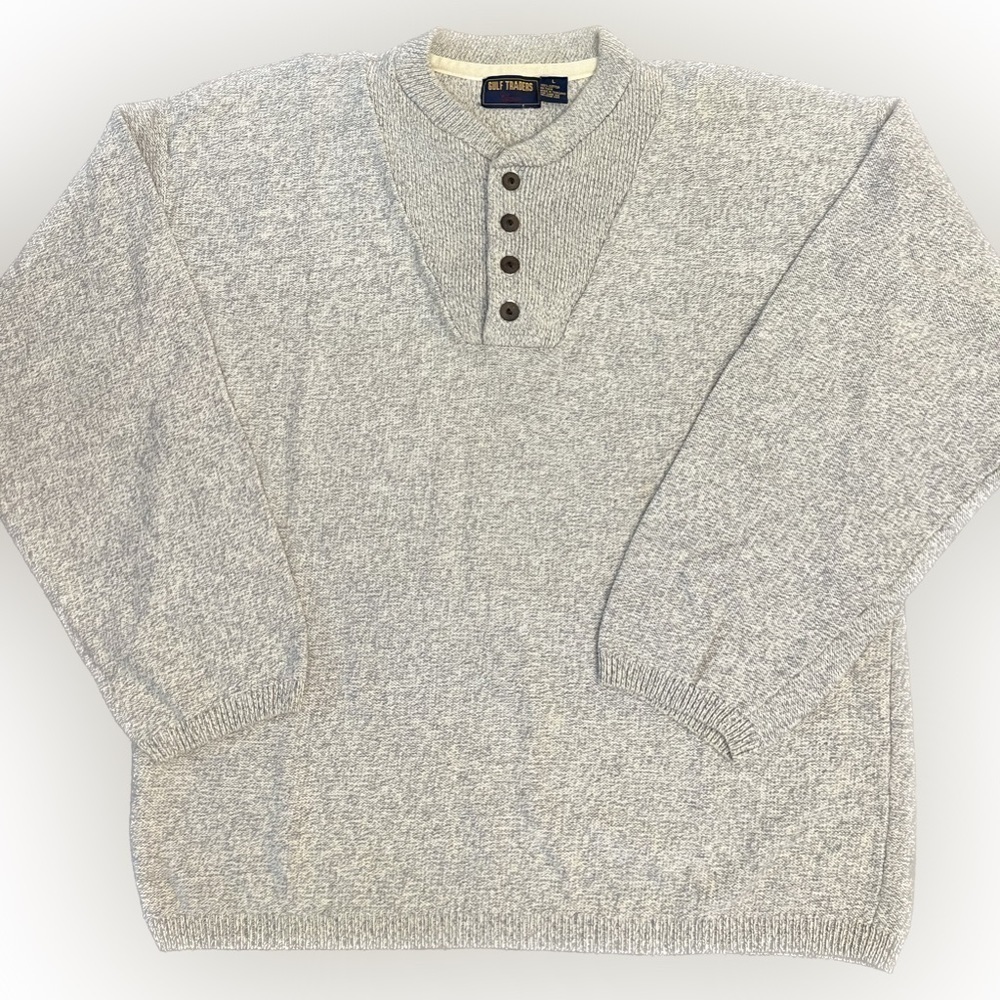 Vintage Gulf Traders Men’s Oatmeal Knit Cotton Sweater Size Large